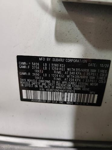 за всё: Subaru Outback: 2020 г., 2.4 л, Автомат, Бензин, Универсал — 10
