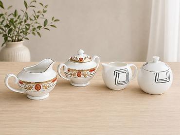dish sets: Набор посуды и стекла (разные позиции) Фарфор с фиолетовыми — 4
