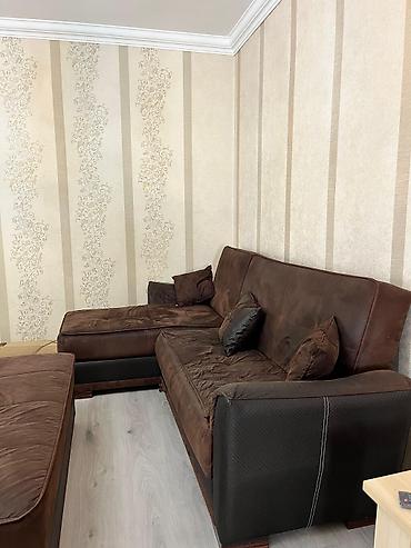 Künc divan dəsti – qəhvəyi rəng çalarlarında - Komlekt: L formalı