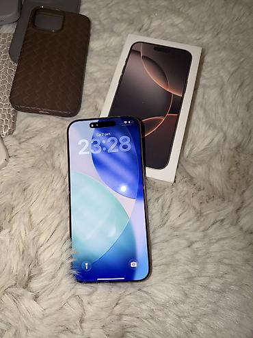 Мобильные телефоны: IPhone 16 Pro Max, Б/у, 256 ГБ, Desert Titanium, Зарядное устройство, Чехол, Коробка, 94 % — 2