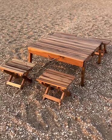 işlənmiş oturacaqlar: Piknik,dəniz üçün diplomat stol,stul dəsti qoz ağacından hazırlanıb