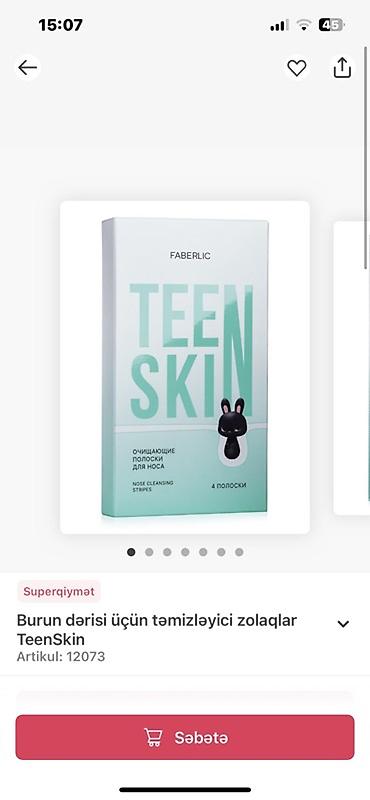 gb deri: Faberlic TeenSkin – burun dərisi üçün təmizləyici zolaqlar Məhsulun — 1