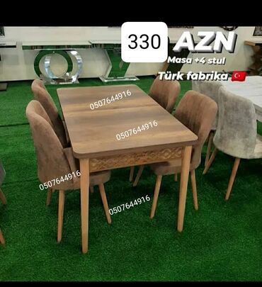 Masa və oturacaq dəstləri: Mətbəx üçün, Yeni, Açılan, Dördbucaq masa, 4 stul — 2