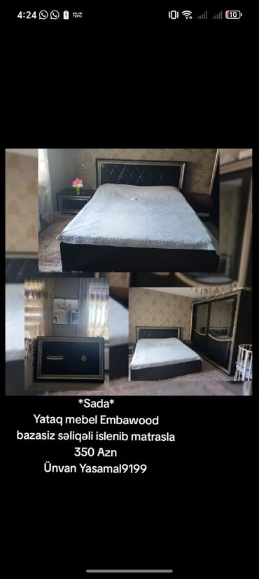 dsp taxta qiymeti: *Sada* Yataq mebel Embawood bazasiz səliqəli islenib matrasla 350 Azn