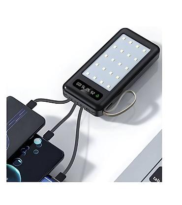 Аккумуляторы: Портативный аккумулятор с фонариком и прожектором 20000мА Power Bank — 11