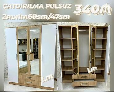refler: Geniş həcmli 3 qapılı paltar şkafı - Ölçülər: 2 m (hündürlük) x 1 m 60 — 1