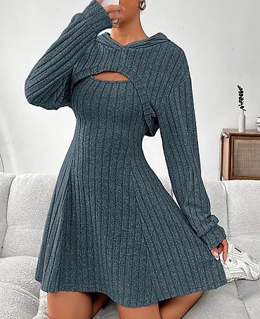 Платья: Повседневное платье, Короткая модель, Трикотаж, L — 5