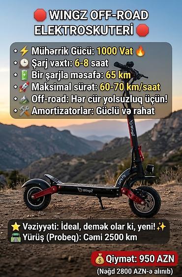 WINGZ Off-Road Elektroskuteri - Mühərrik gücü: 1000 Vatt - Şarj lalafo.az -da WINGZ Off-Road Elektroskuteri - Mühərrik gücü: 1000 Vatt - Şarj