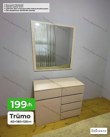 Komodlar: Trümo – güzgülü komod dəsti - Ölçü: 40 × 180 × 120 sm - Material: 18 — 1