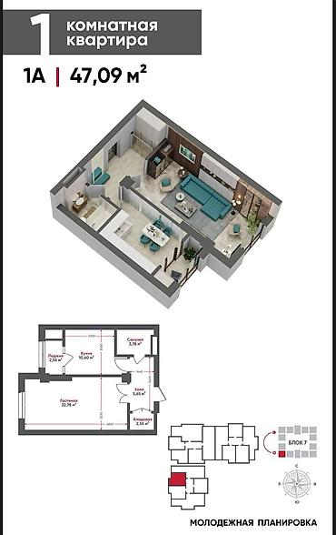 продаю не спеша: 1 комната, 47 м², Технопарк Элитка, 3 этаж, ПСО (под самоотделку) — 1