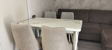 Masa və oturacaq dəstləri: Qonaq otağı üçün, İşlənmiş, Açılmayan, Dördbucaq masa, 4 stul — 3