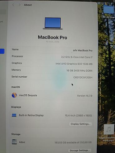 ucuz macbook pro: Apple MacBook Pro TOUCHBAR " (Space Gray) 16 RAM 2400 HZ 256 SSD CORE — 7
