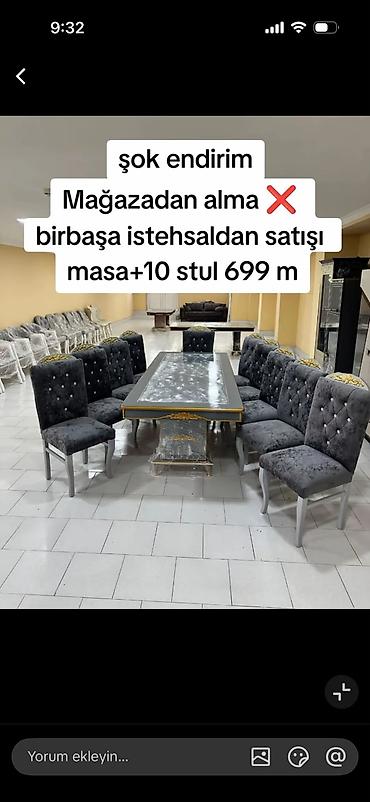 susə stollar: Mətbəx/qonaq otağı üçün şık yemək dəsti - Komplekt: masa + 10 ədəd — 1
