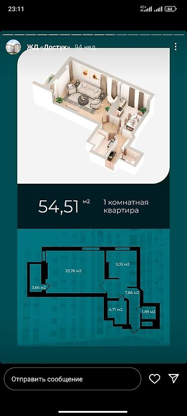 Продажа квартир: 1 комната, 54 м², 10 этаж, ПСО (под самоотделку) — 7