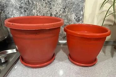 gul dibcek: Qırmızı plastik gül dibçəkləri – 2 ədəd dəst - Material: yüngül və — 1