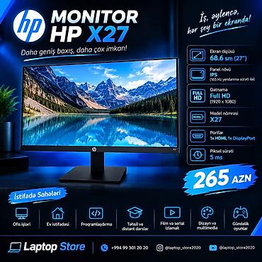 iphone 23: 🖥️ HP X27 Monitor – 27 düym, 165 Hz, IPS 💰 Qiymət: 265 AZN — 1