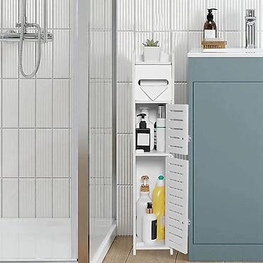 prekrivač ikea: Uski beli ormarić za kupatilo idealan za male prostore! Praktičan i — 4