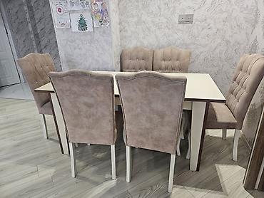 ikinci el stol: Qonaq otağı üçün, İşlənmiş, Açılmayan, Dördbucaq masa, 6 stul — 1