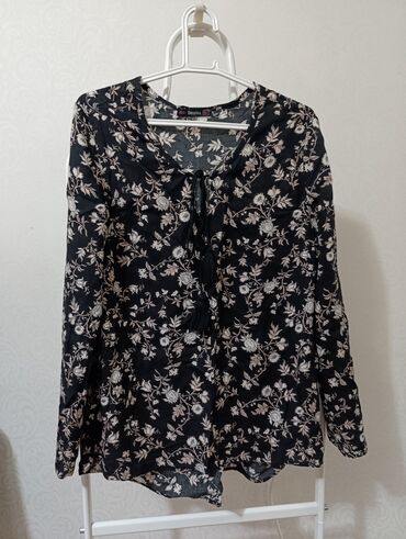 блузка цвета хаки: Блузка, Хлопок, В цветочек