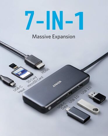 sd card: Продам Anker 7 в 1 USB-C hub Hdmi, type-c, sd карта, и 2 USB версии