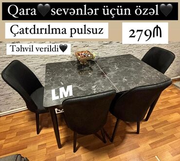 mətbəx üçün kafellər: Mətbəx üçün, Yeni, Açılan, Dördbucaq masa, 4 stul