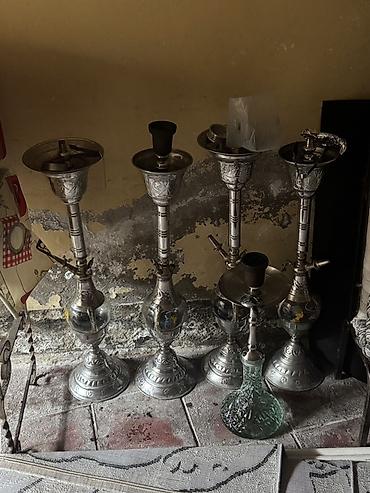 Qalay işləməli nərgilər dəsti - Material: əsasən cilalı metal gövdə