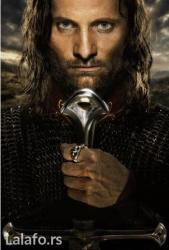 srebrni nakit kompleti: Aragorn ring-lord of the rings + gratis crni plisani dzacic-vrecica!