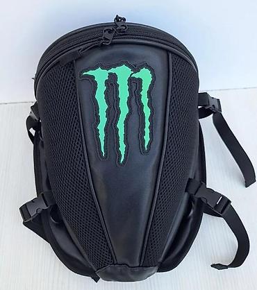 Sportske torbe i rančevi: Motorcycle tank torba – crna, aerodinamičnog oblika, sa zelenim — 15