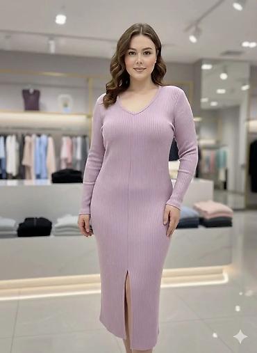 Haljine: Ženska rebrasta midi haljina sa dugim rukavima od S do 4xl - Kroj — 6