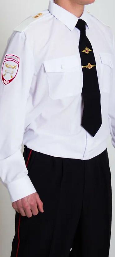 Рубашки: Белая форменная рубашка с длинным рукавом и накладными карманами с — 3