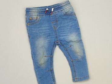 spodnie przeciwdeszczowe dziecięce: Denim pants, 9-12 months, condition - Good