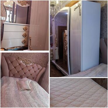турецкая мягкая мебель в баку: 2 односпальные кровати, Шкаф, Трюмо, 2 тумбы