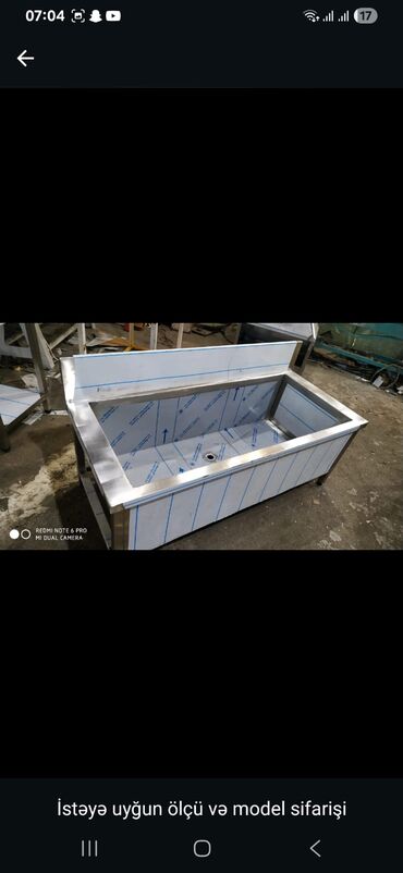 Nerjaveykalar: Paslanmayan poladdan (inox) istehsalat tipli lavabolar və iş masaları — 10