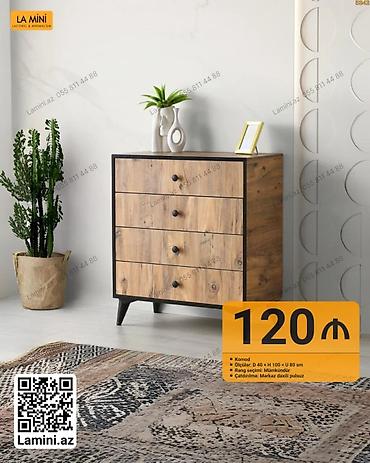 kamod: Komod – La Mini - Ölçülər: Dərinlik 40 sm × Hündürlük 100 sm × Uzunluq — 1