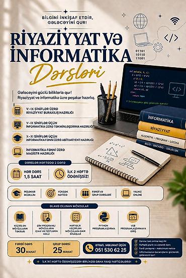 piano kurslari bakida: Riyaziyyat və İnformatika Dərsləri – yalnız online Məzmun və — 1
