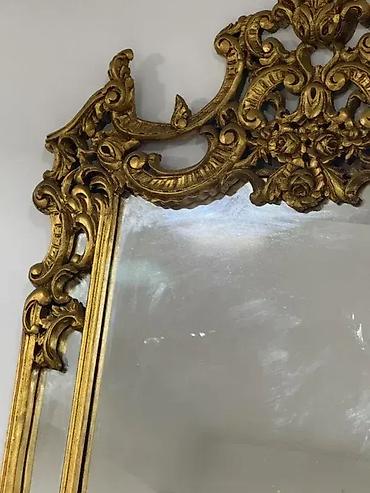 drvena: Konzola sa ogledalom (zeleni mermer) 🪞✨ Dobro stanje. 🏠 Širina 155 — 7