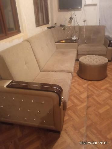 kunc divan deri: Künc divan dəsti - Rəng: açıq bej/şampan tonları - Komplekt — 1