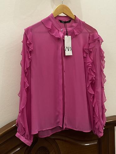 ZARA qadın bluzası – fuşya/çəhrayı ton - Model: yüngül, nazik