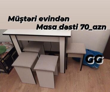 ofis masası: Mətbəx üçün, Yeni, Açılmayan, Kvadrat masa, 4 stul