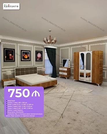 Yataq Dəsti – 750 ₼ Komplektin tərkibi və ölçülər: - Çarpayı: 1 ədəd