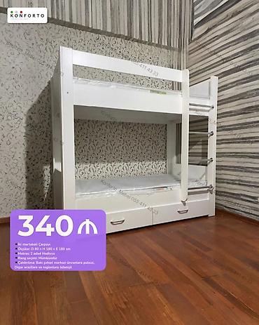 İki mərtəbəli çarpayı - Ölçülər: D 80 × H 180 × E 180 sm - Komplekt lalafo.az -da İki mərtəbəli çarpayı - Ölçülər: D 80 × H 180 × E 180 sm - Komplekt