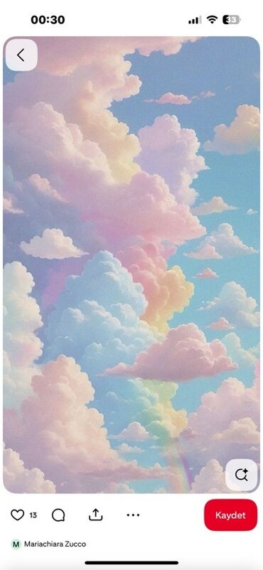 oğlan ucun tort şəkilləri: Pastel Buludlar Divar Posteri – rəngli göy və yüngül qabarıq bulud