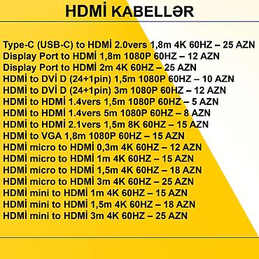 Digər kompüter aksesuarları: HDMİ Kabellər ⭐Type-C (USB-C) to HDMİ 2.0vers 1,8m 4K 60HZ – 25 AZN — 2