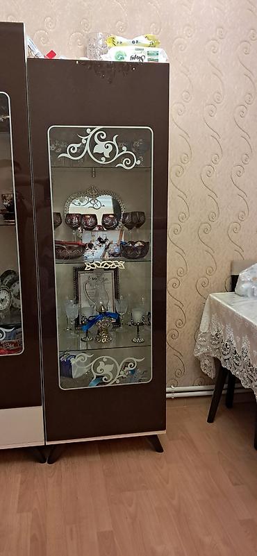 seyf qapi satisi: Məhsul: Şüşəli vitrin dolabı (2 modul) - Rəng: tünd qəhvəyi gövdə — 1