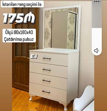 Aynalı komod - Ölçü: 80 x 180 x 40 sm - 4 geniş çekməce, səssiz lalafo.az -da Aynalı komod - Ölçü: 80 x 180 x 40 sm - 4 geniş çekməce, səssiz