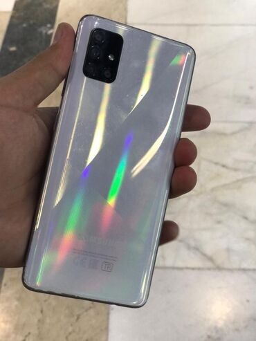 Samsung: Samsung Galaxy A51, Б/у, 128 ГБ, цвет - Серебристый, 2 SIM