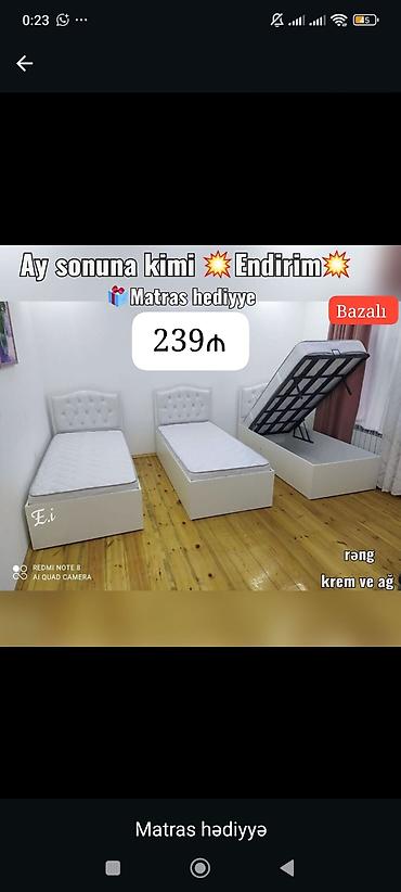 dosekler: Bazalı tək nəfərlik çarpayı - Qiymət: 239₼ (şəkildə göstərilib) - Ay — 1