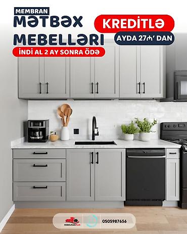 Ev və bağ: Sifarişlə mətbəx dəsti, Özü çəkən petlələr, Mat laminat, Kredit var, Pulsuz çatdırılma — 9