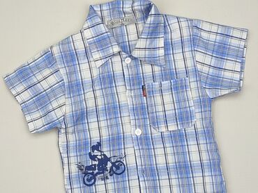 koszule na krótki rękaw: Koszula 5-6 lat, stan - Bardzo dobry, wzór - Kratka, kolor - Niebieski