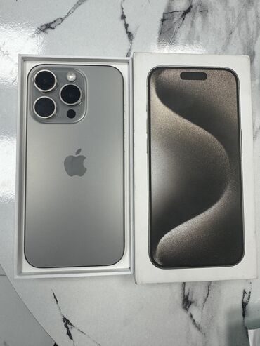 iphone 14 pro max рассрочка: IPhone 15 Pro, Колдонулган, 256 ГБ, Natural Titanium, Куту, 90 %
